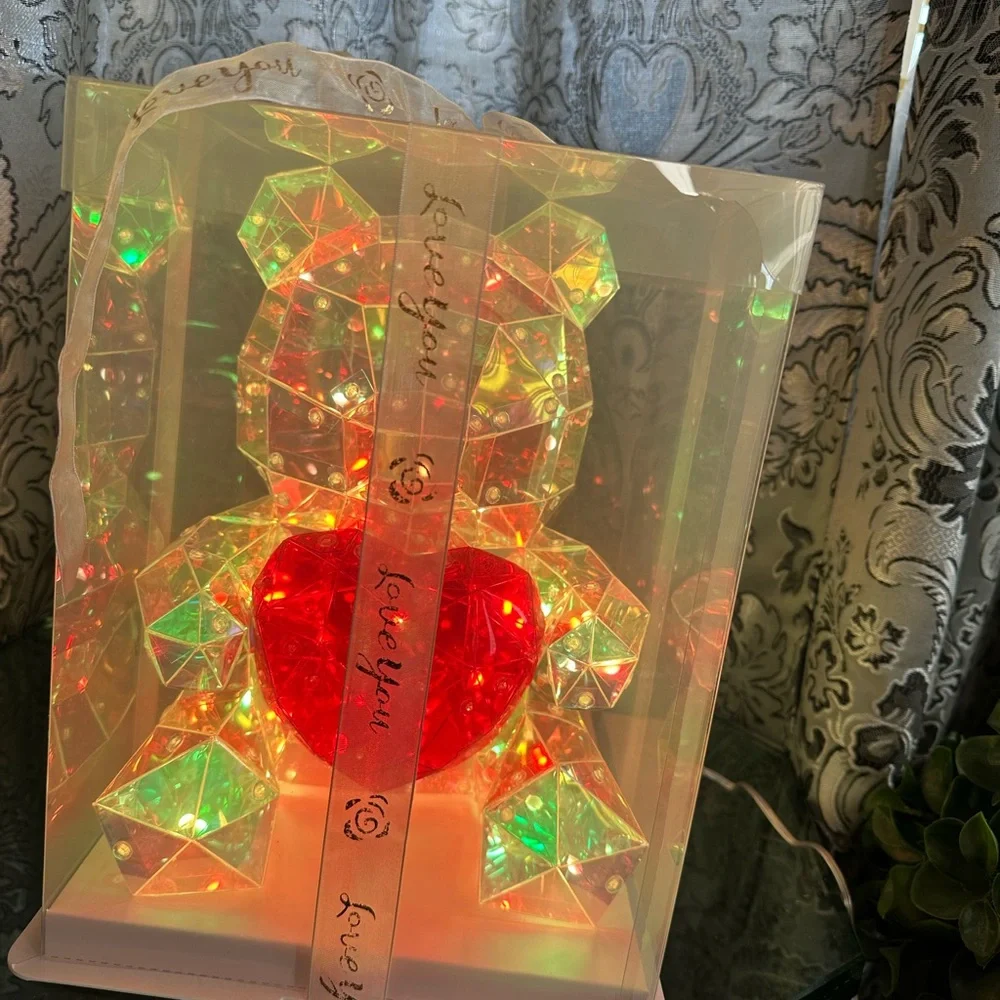 Luminous Glow Holographic Iridescent 12”Teddy Bear LED Light Gift Box